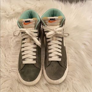 Nike x J Crew Olive Green Suede High Top Sneakers